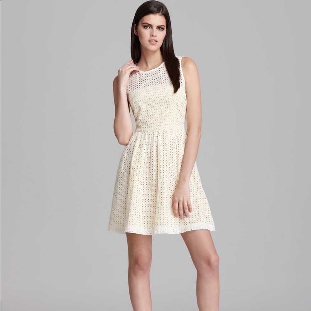 French Connection Cream Eyelet Midi Dress with pockets